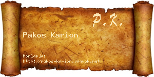 Pakos Karion névjegykártya